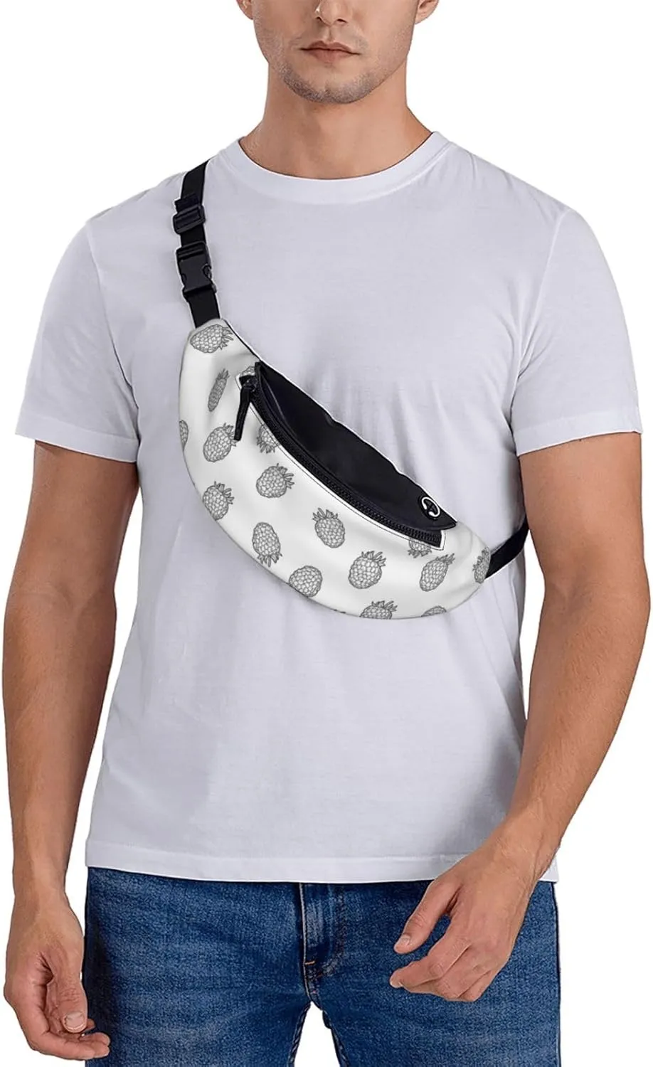Leisure Sports Crossbody Bag Running Casual Hands-Free Wallets Waist Pack for Man Woman Father's Day for Dad Black White Raspberry