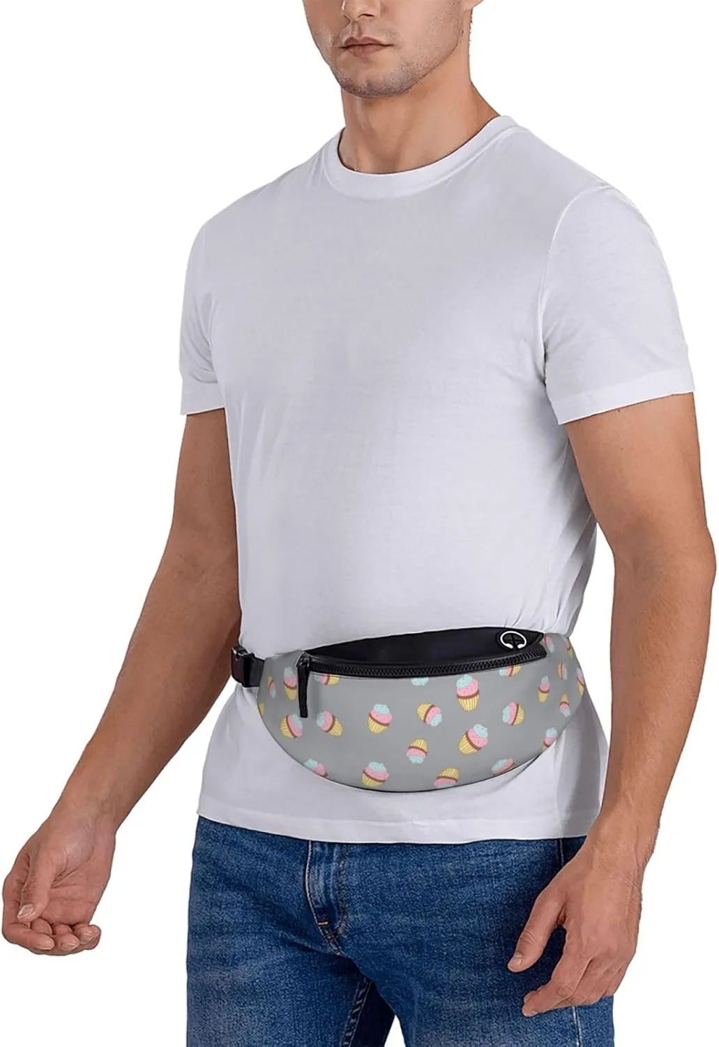 Leisure Sports Crossbody Bag Running Casual Hands-Free Wallets Waist Pack for Man Woman Father's Day for Dad Blue and Pink Cake
