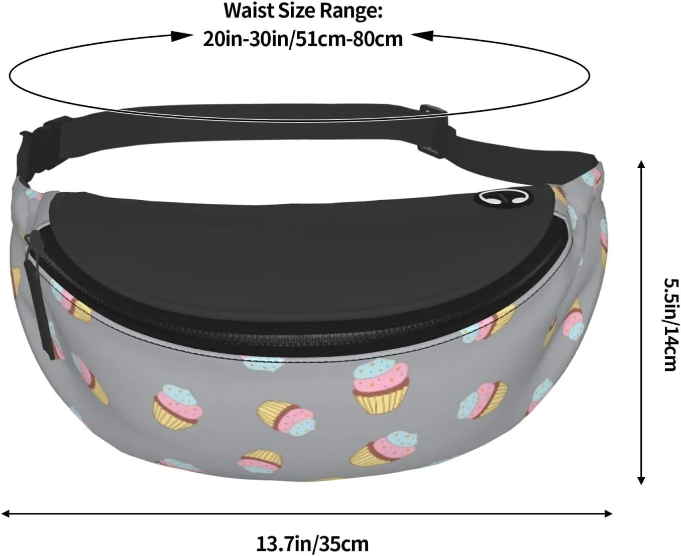 Leisure Sports Crossbody Bag Running Casual Hands-Free Wallets Waist Pack for Man Woman Father's Day for Dad Blue and Pink Cake