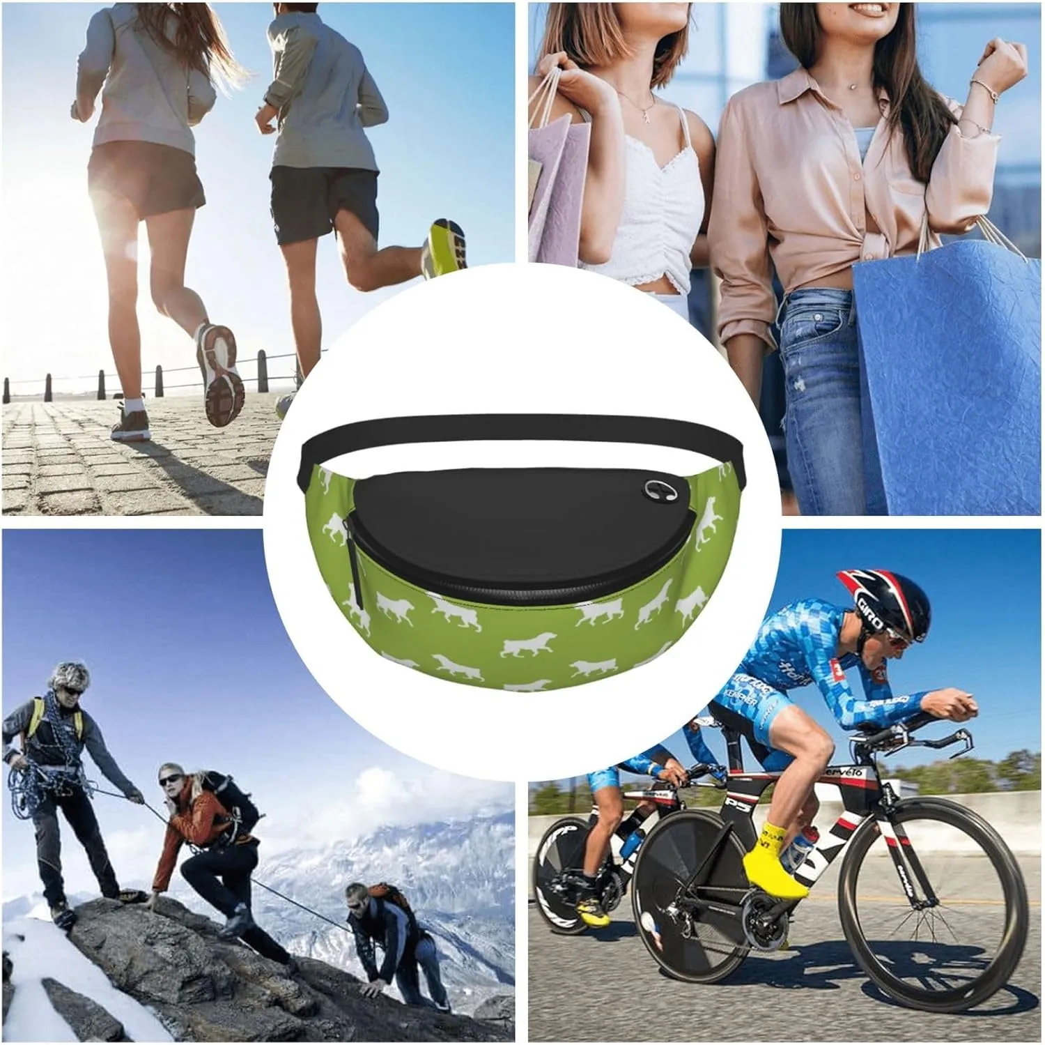 Leisure Sports Crossbody Bag Running Casual Hands-Free Wallets Waist Pack for Man Woman Father's Day for Dad Running Dog
