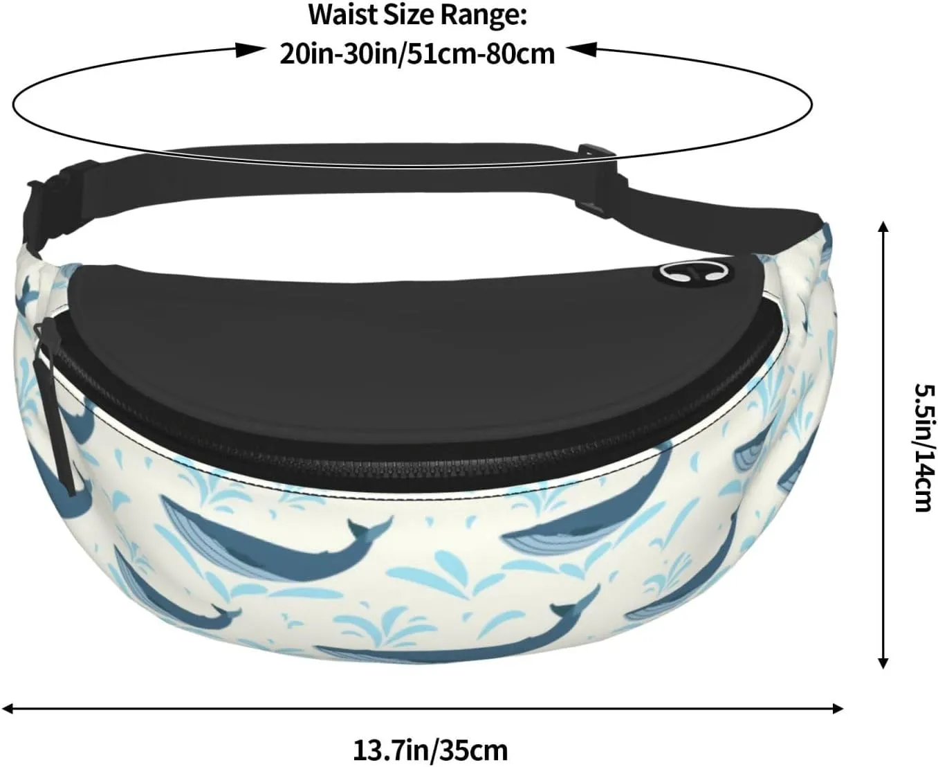 Leisure Sports Crossbody Bag Running Casual Hands-Free Wallets Waist Pack for Man Woman Father's Day for Dad Water Whale