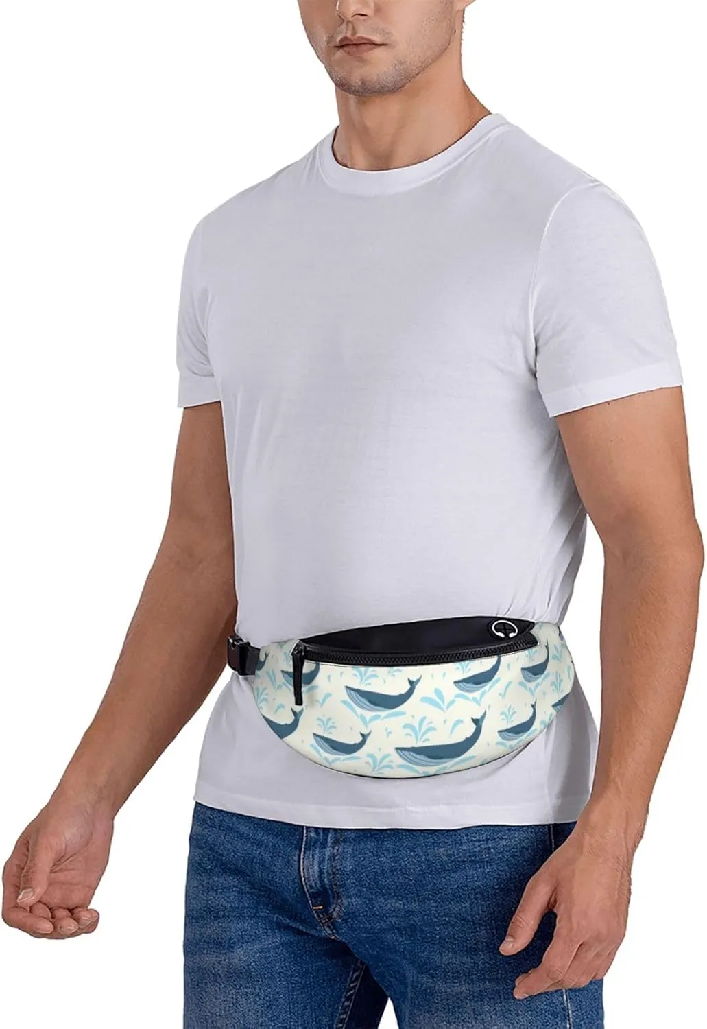 Leisure Sports Crossbody Bag Running Casual Hands-Free Wallets Waist Pack for Man Woman Father's Day for Dad Water Whale