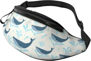 Leisure Sports Crossbody Bag Running Casual Hands-Free Wallets Waist Pack for Man Woman Father's Day for Dad Water Whale