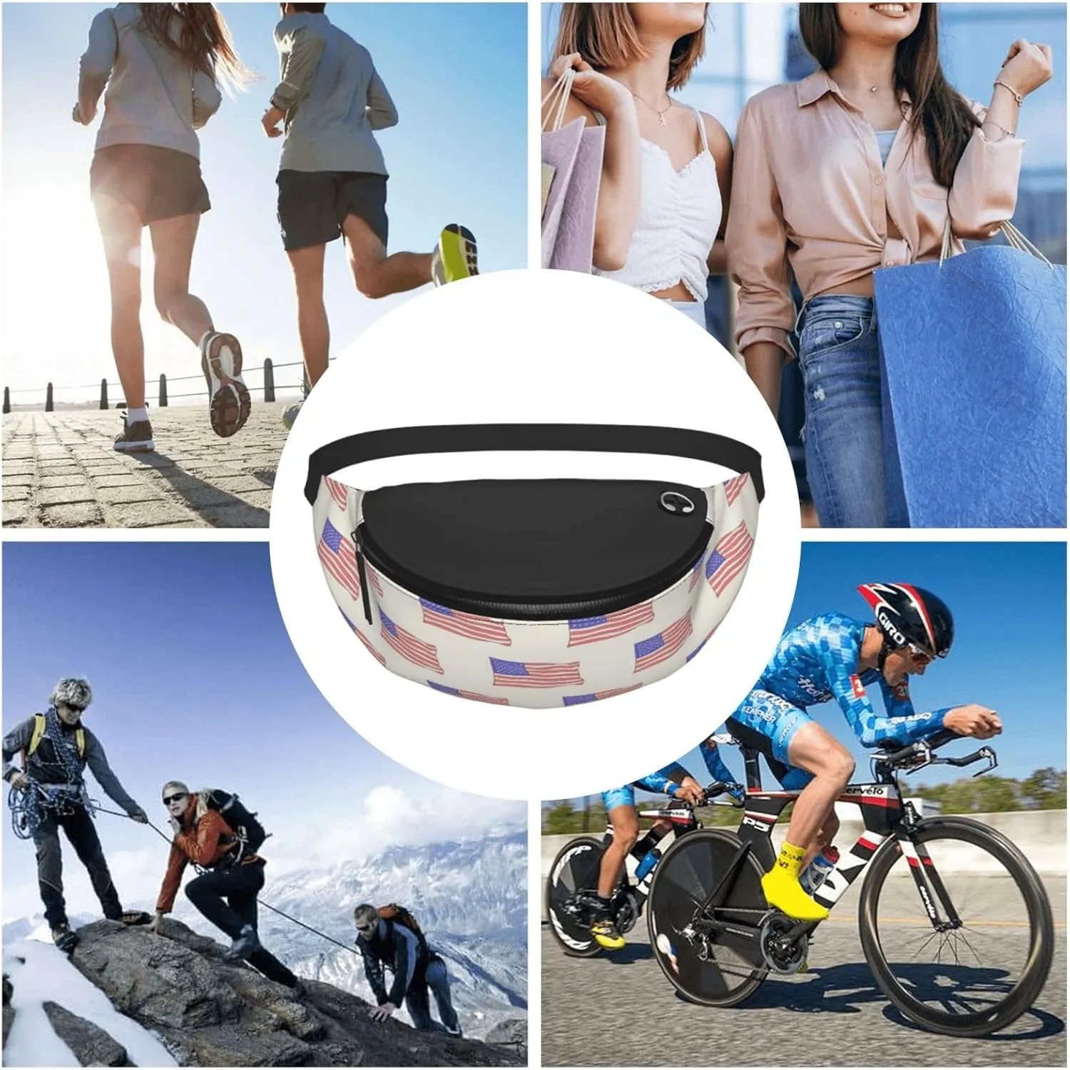 Leisure Sports Crossbody Bag Running Casual Hands-Free Wallets Waist Pack for Man Woman Father's Day for Dad Watercolor Flag