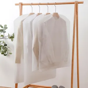 LeLehome 5 Pieces Garment Bags Suits Covers Clothes Organizer, 24 Inch X 47 Inch Clear Washable Travel Dustproof Dress Protector Storage Bags See-Through White