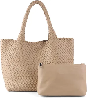 LEMONEYE Women's PU Hand woven Handbag Shoulder Bag Fashion Belt Wallet Suitable for Work Shopping Travel Daily
