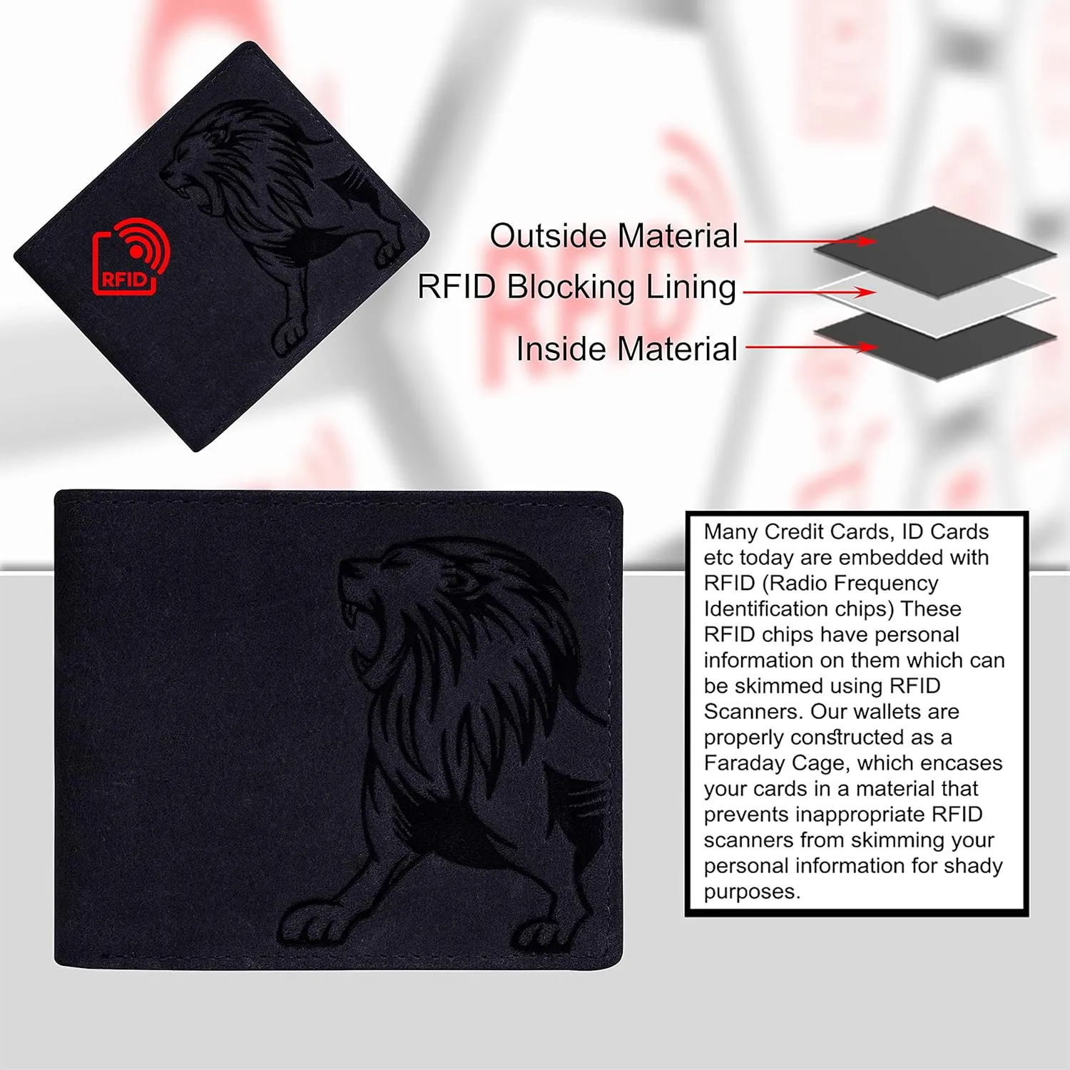 Leo Leather Wallet for Men, Vintage Black, Contemporary