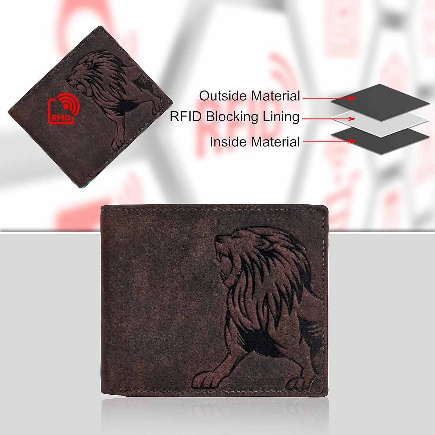 Leo Leather Wallet for Men, Vintage Brown, Vintage