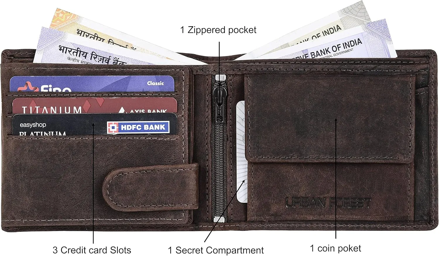 Leo Leather Wallet for Men, Vintage Brown, Vintage