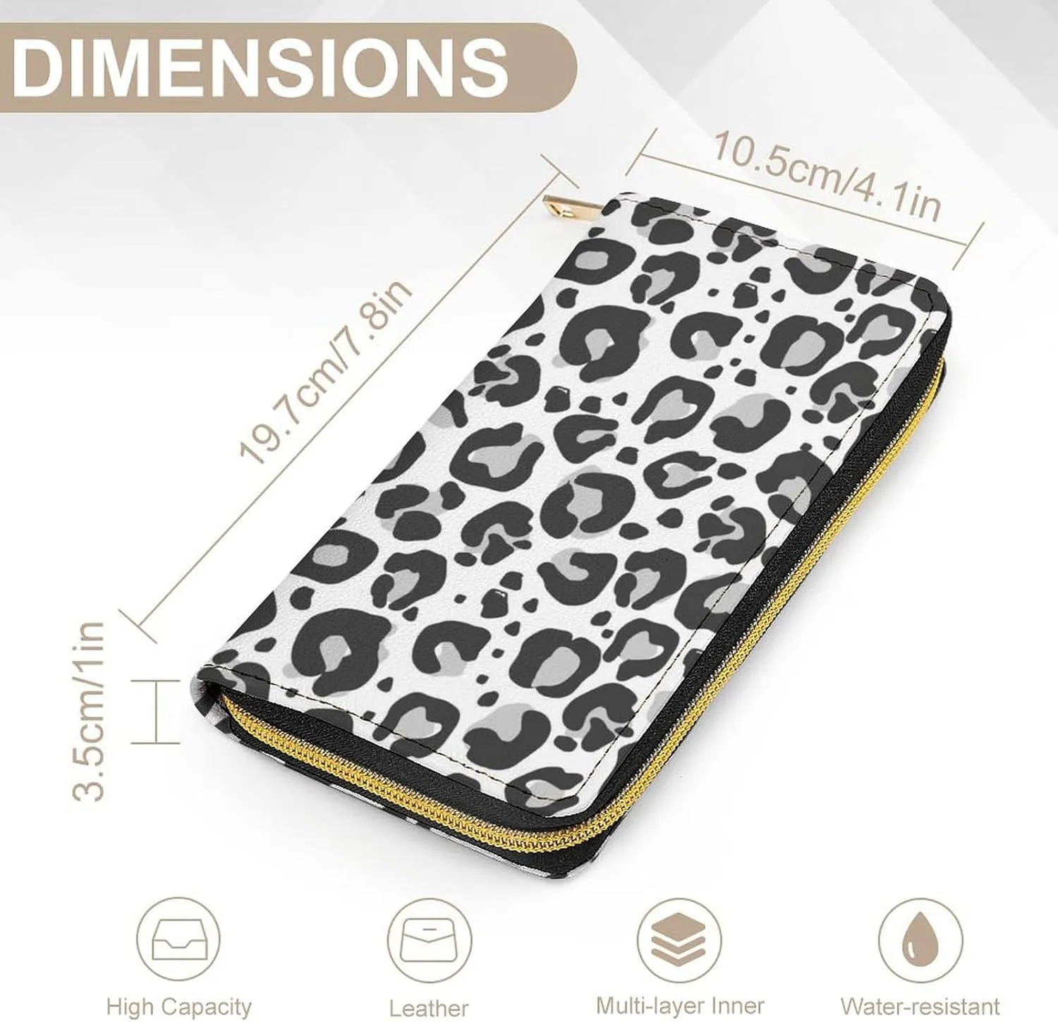 Leopard Grey Pattern Design Women's Leather Small Wallet Clutch Wallet - Lightweight And Easy to Carry
