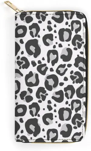 Leopard Grey Pattern Design Women's Leather Small Wallet Clutch Wallet - Lightweight And Easy to Carry