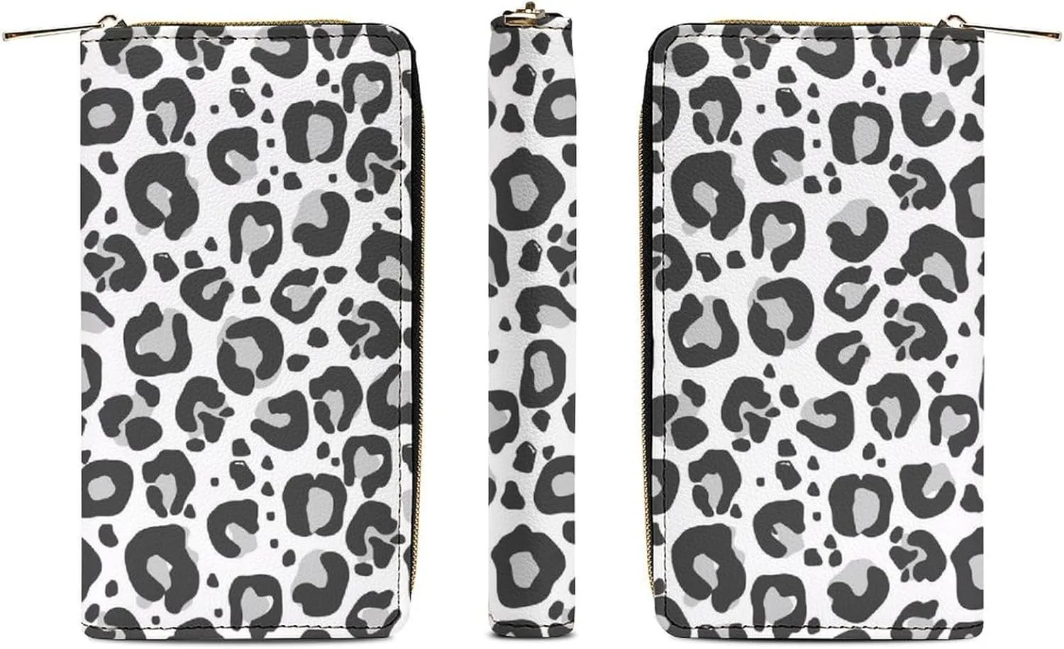 Leopard Grey Pattern Design Women's Leather Small Wallet Clutch Wallet - Lightweight And Easy to Carry