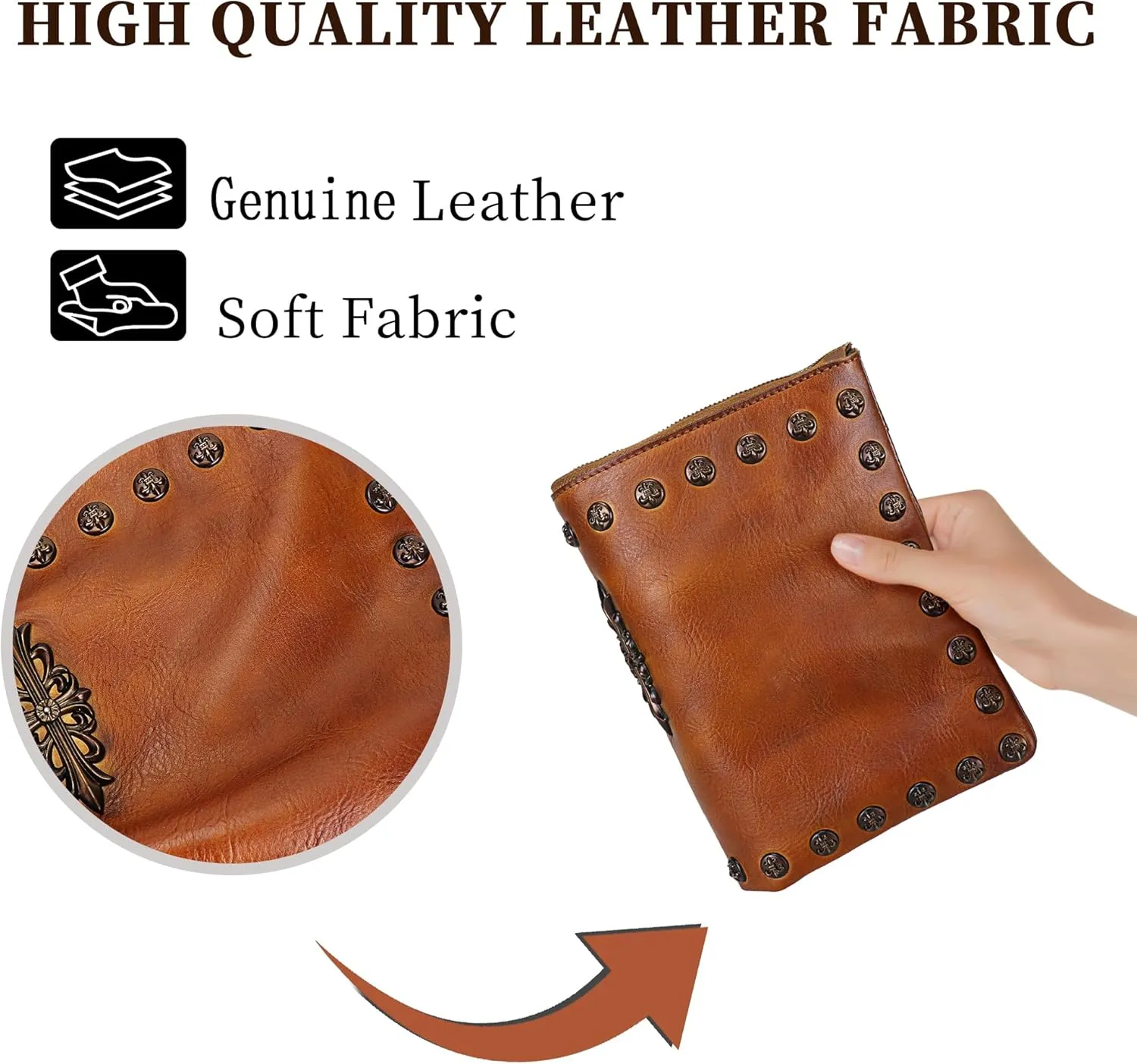LETEULO Womens Crossbody Bag Leather Handmade Shoulder Bag Clutch Wristlet Handbags Purse