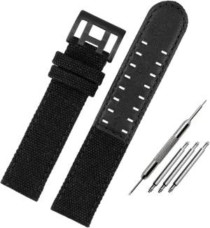 LEVINE watch strapStylish and elegant Watch Straps for Men Women,20mm/22mm Polished Pin Buckle Genuine Leather and Nylon Splicing Watch Strap for Smart Watch, Analogue Watch