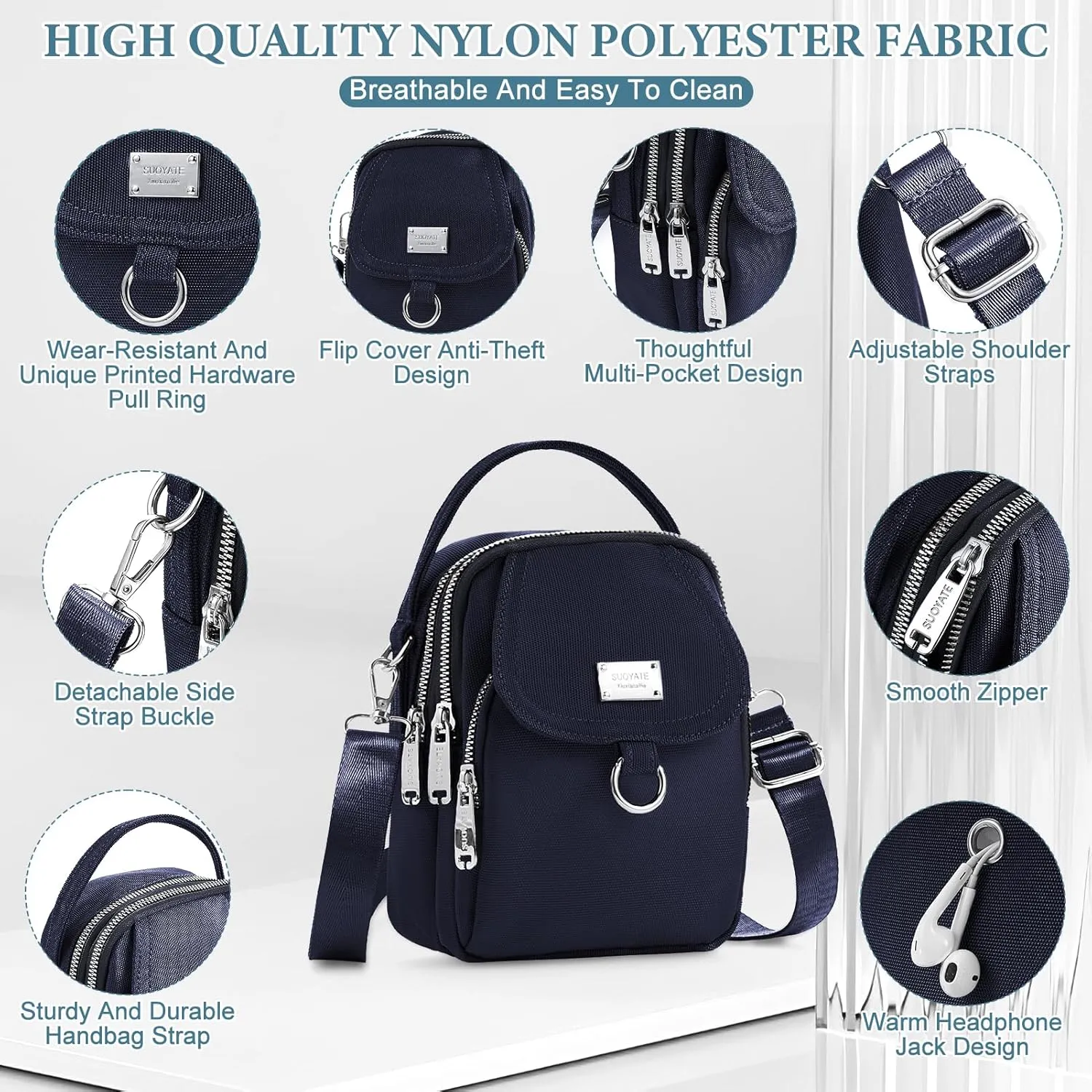 Liam | Waterproof Nylon Mini Crossbody Sling Bag