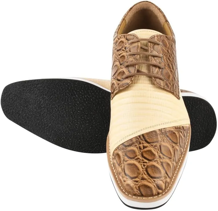 LIBERTYZENO Mens EEL Print Knitted Design Genuine Leather Adults Lace Up Oxford Dress Shoes for Easter Gift LS-112
