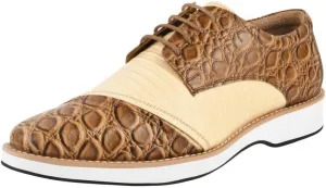 LIBERTYZENO Mens EEL Print Knitted Design Genuine Leather Adults Lace Up Oxford Dress Shoes for Easter Gift LS-112