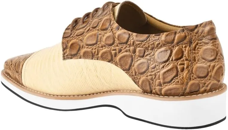 LIBERTYZENO Mens EEL Print Knitted Design Genuine Leather Adults Lace Up Oxford Dress Shoes for Easter Gift LS-112