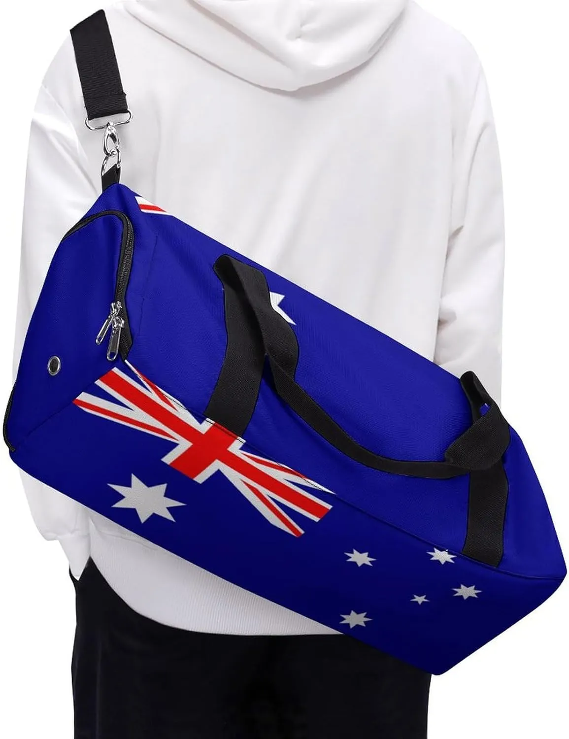 Lightweight Australia Flag Duffel Bag for Women Men with Shoe Compartment and Wet Pocket