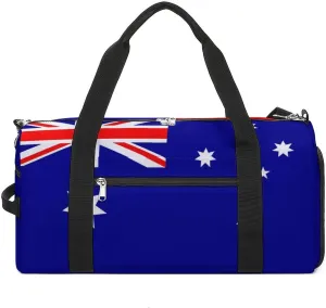 Lightweight Australia Flag Duffel Bag for Women Men with Shoe Compartment and Wet Pocket