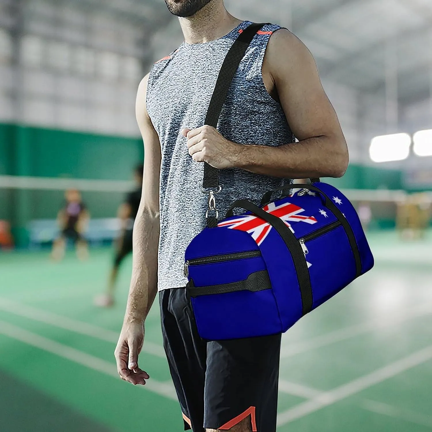 Lightweight Australia Flag Duffel Bag for Women Men with Shoe Compartment and Wet Pocket