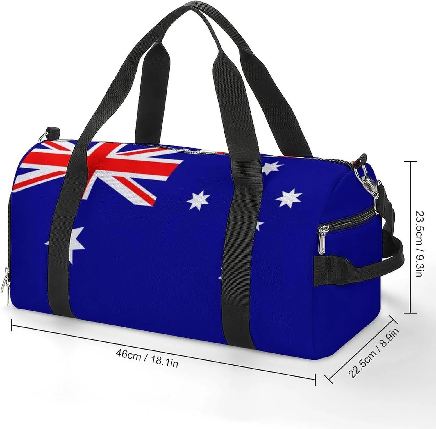 Lightweight Australia Flag Duffel Bag for Women Men with Shoe Compartment and Wet Pocket