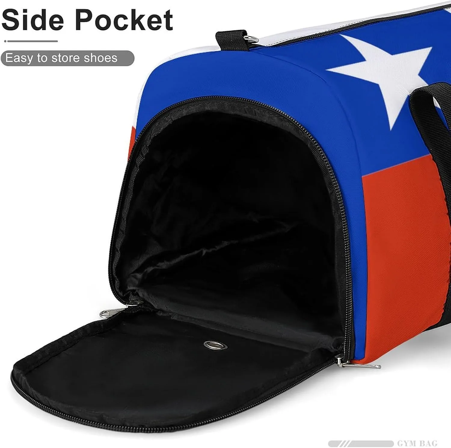 Lightweight Chile Flag Duffel Bag for Women Men with Shoe Compartment and Wet Pocket