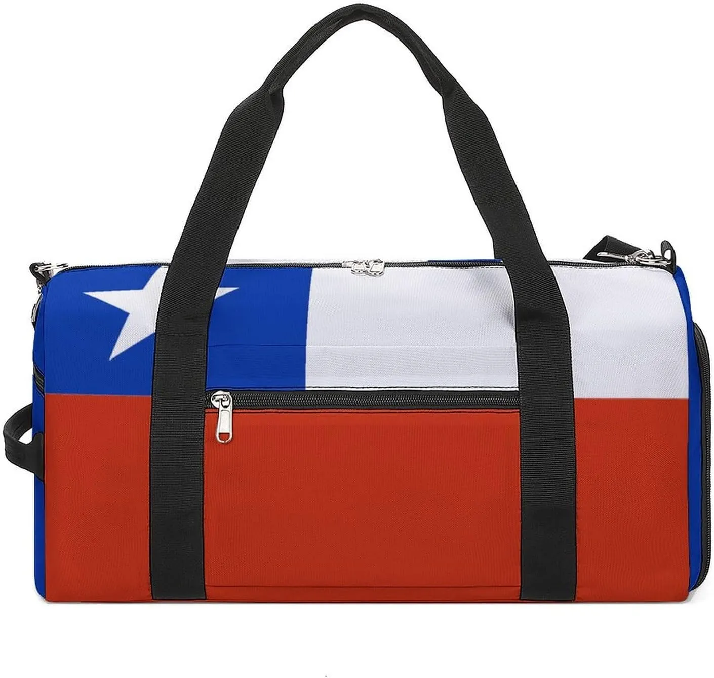 Lightweight Chile Flag Duffel Bag for Women Men with Shoe Compartment and Wet Pocket