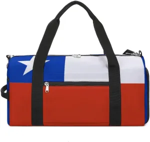 Lightweight Chile Flag Duffel Bag for Women Men with Shoe Compartment and Wet Pocket