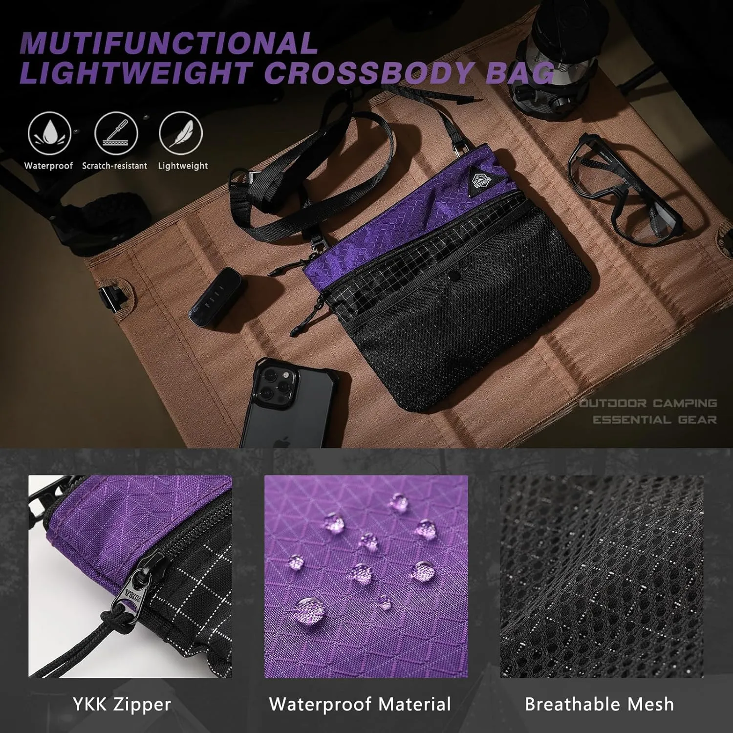 Lightweight Crossbody Bag Waterproof Women Shoulder Bag Men Small Crossbody Purse Suitable for Travel, Commuting
