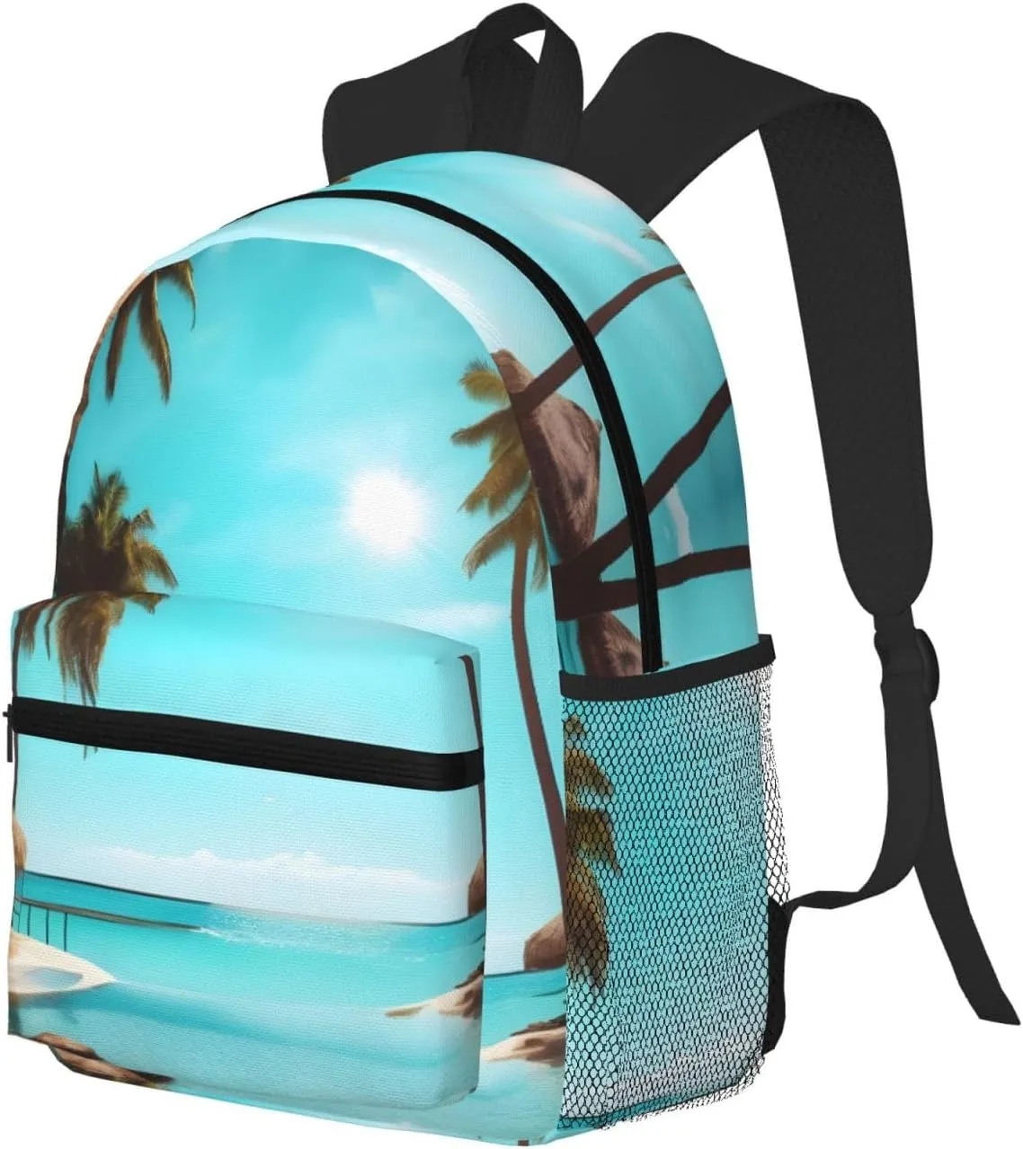 Lightweight Laptop Backpack,Casual Daypack Travel Backpack Bookbag Work Bag for Men and Women-Palm Trees and Clear Sea