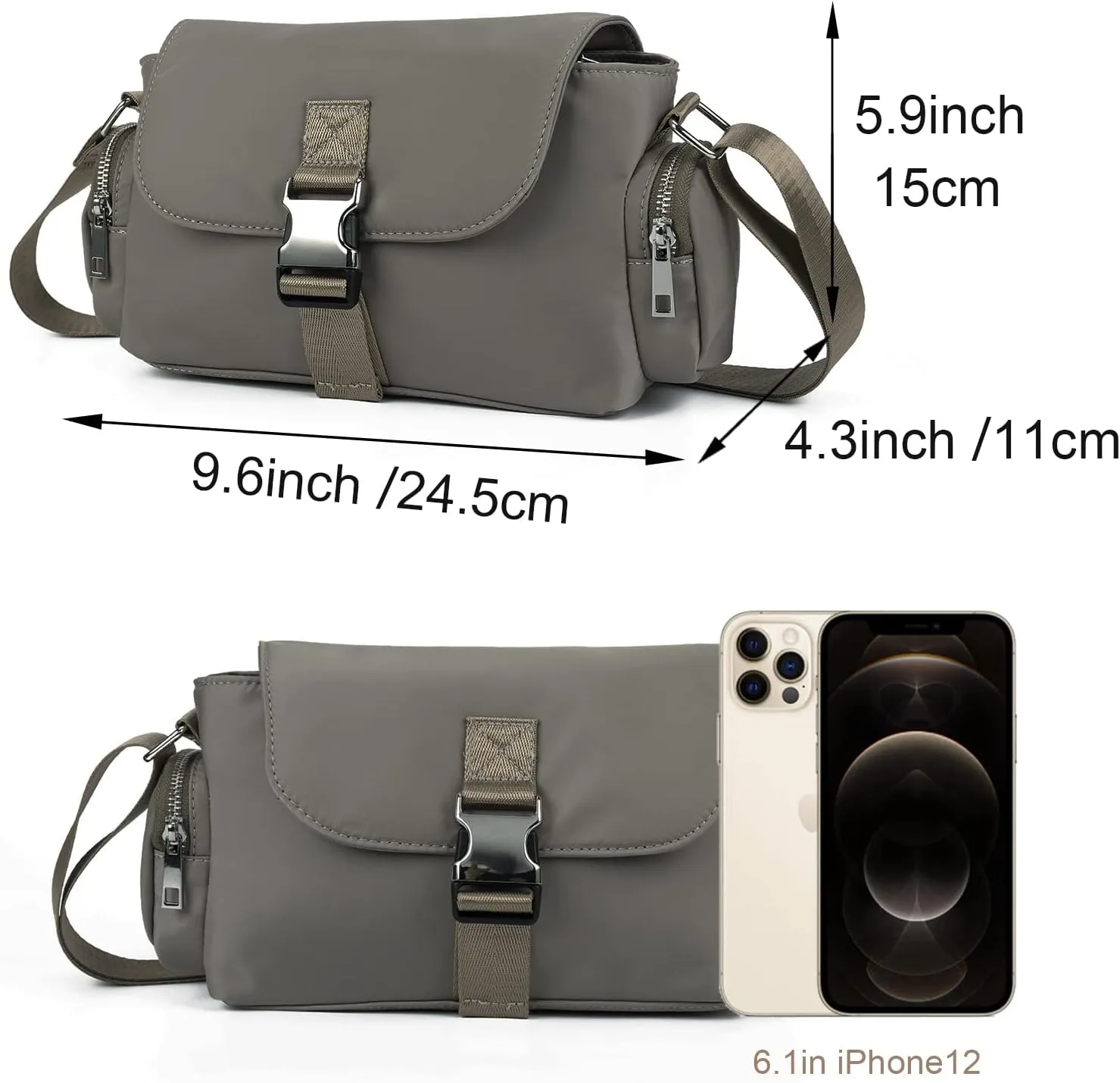 Lightweight Nylon Crossbody Bag,Sporty Shoulder Bags, Small Travel Bag,Anti Theft Travel Purse,Adjustable Strap