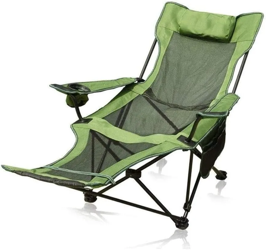 Lightweight Reclining Camping Chair with Headrest, Folding Outdoor Chair with Cup Holder Storage Bag, Perfect for BBQ, Beach, Picnic