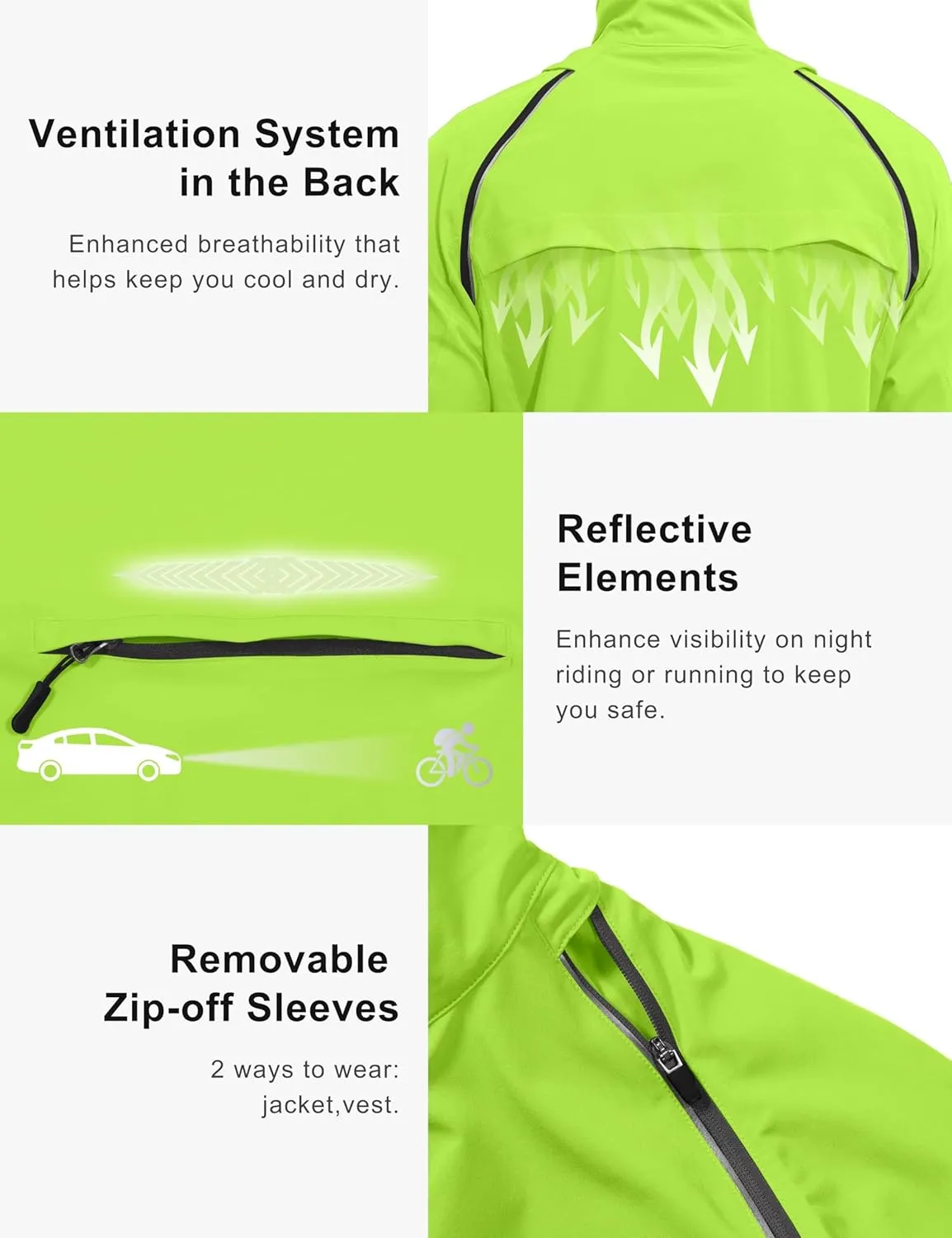 Little Donkey Andy Men's Quick-dry Running Jacket, Convertible UPF 50  Cycling Jacket Windbreaker with Removable Sleeves