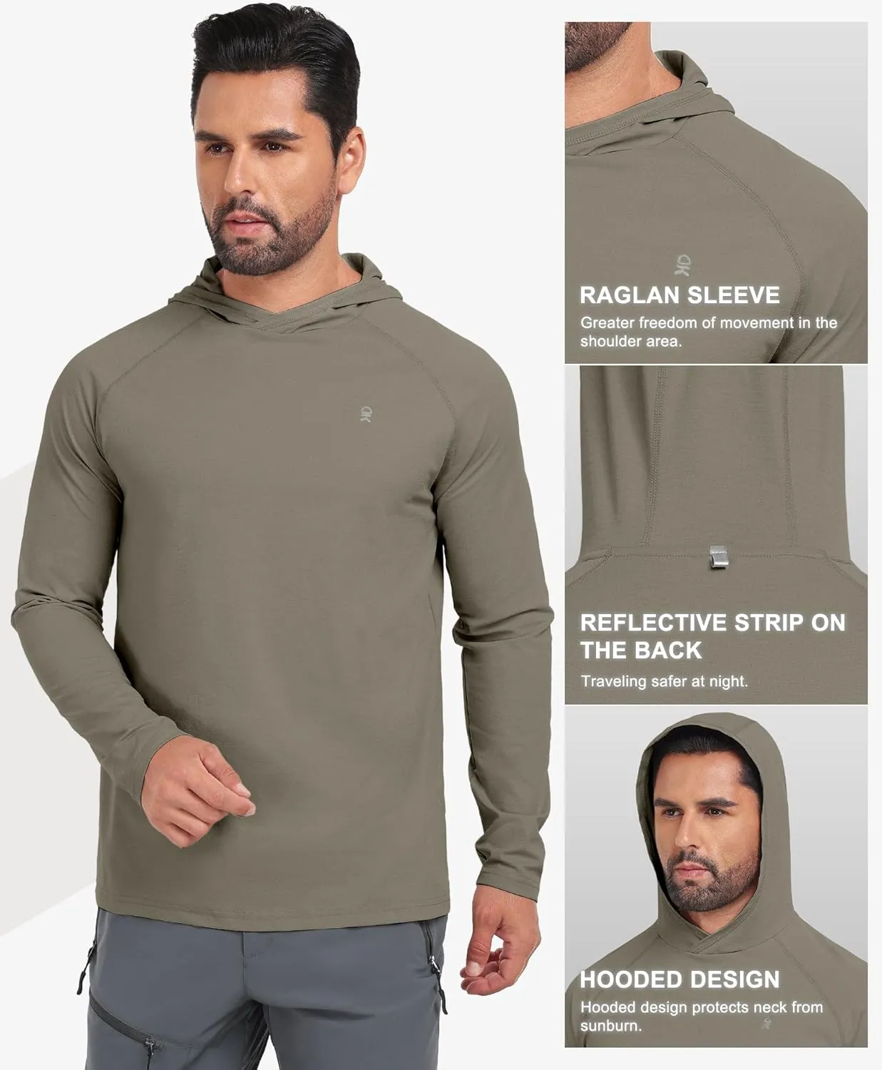 Little Donkey Andy Men's Quick Dry UPF Hoodie Shirt Long Sleeve Breathable UV Protection for Fishing Hiking