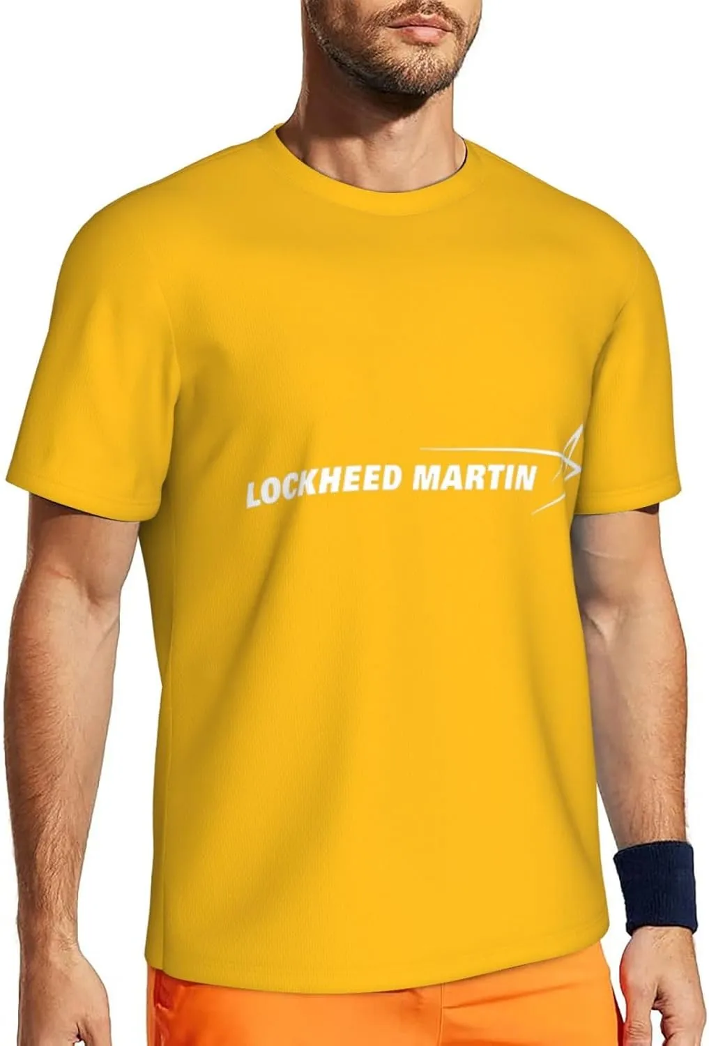 Lockheed Martin Mesh Workout Shirts for Men Dry Fit Quick Dry Athletic Short Sleeve T-Shirt Moisture
