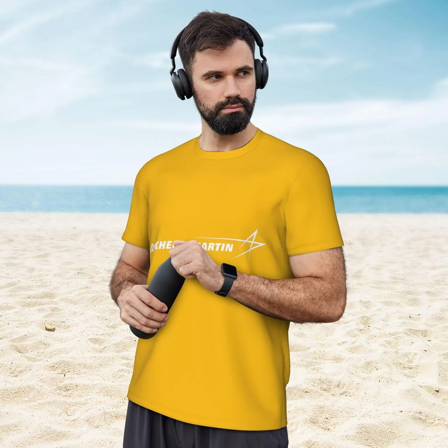 Lockheed Martin Mesh Workout Shirts for Men Dry Fit Quick Dry Athletic Short Sleeve T-Shirt Moisture