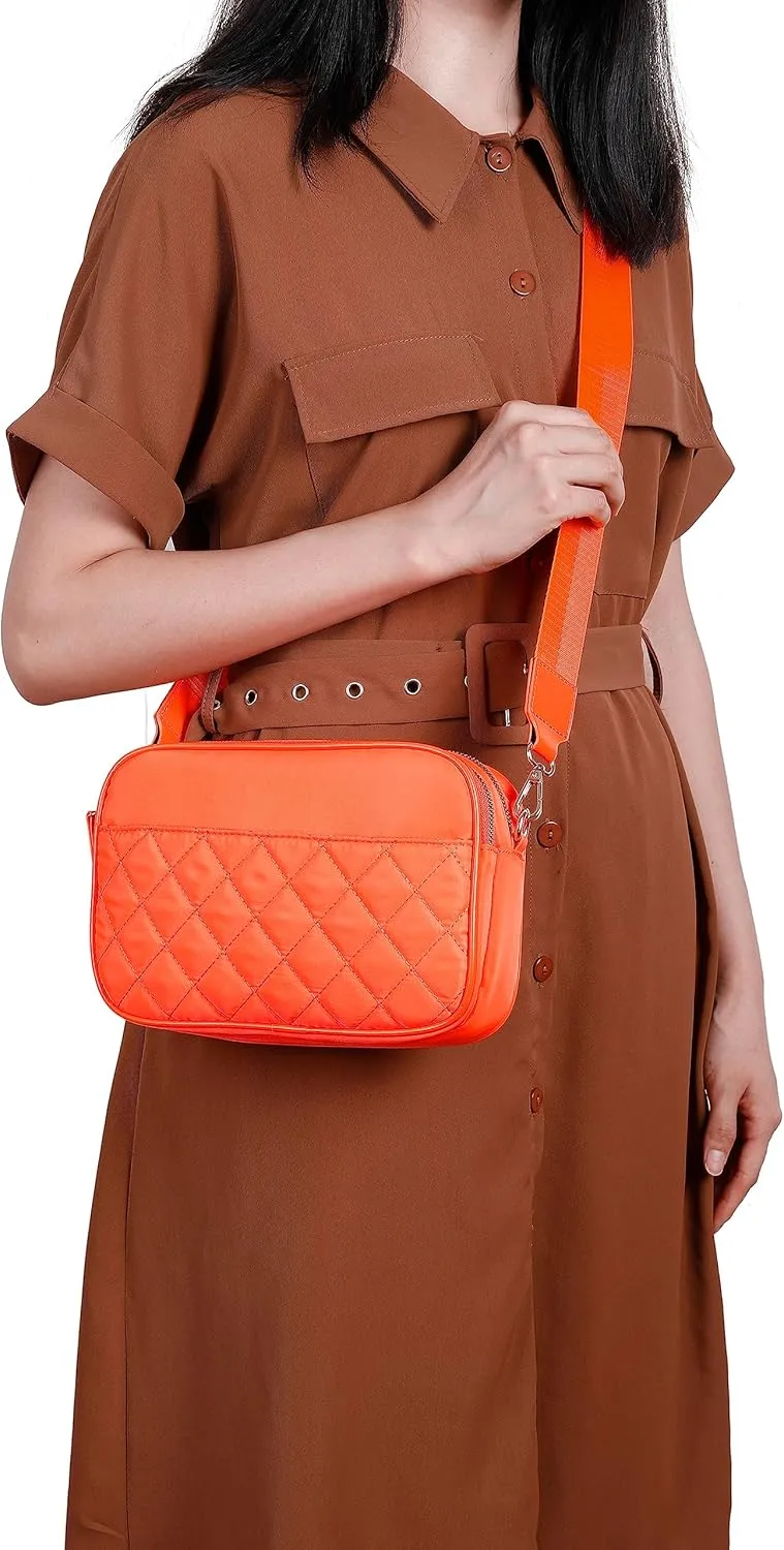 lola mae Crossbody Bags for Women Quilted Nylon Travel Shoulder Purse