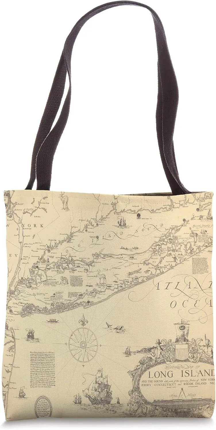 Long Island NY Map Tote Bag