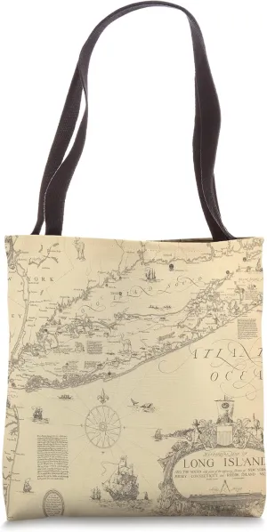 Long Island NY Map Tote Bag