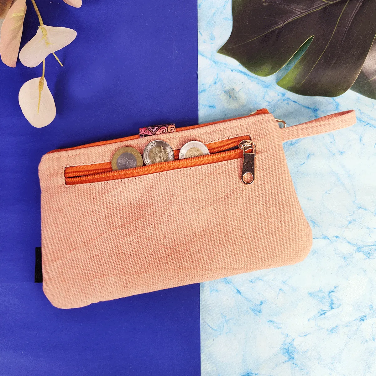 Long Plain Wallet Combo - Beige-Peach