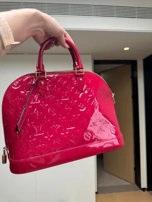LOUIS VUITTON Alma Top Handle Bag Pink Leather Handbag