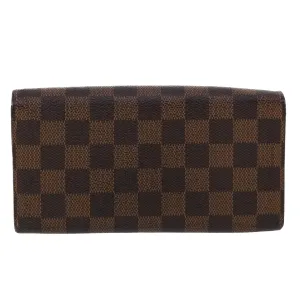 LOUIS VUITTON Damier Ebene Portefeuille Sarah Long Wallet N61734 LV Auth 42065