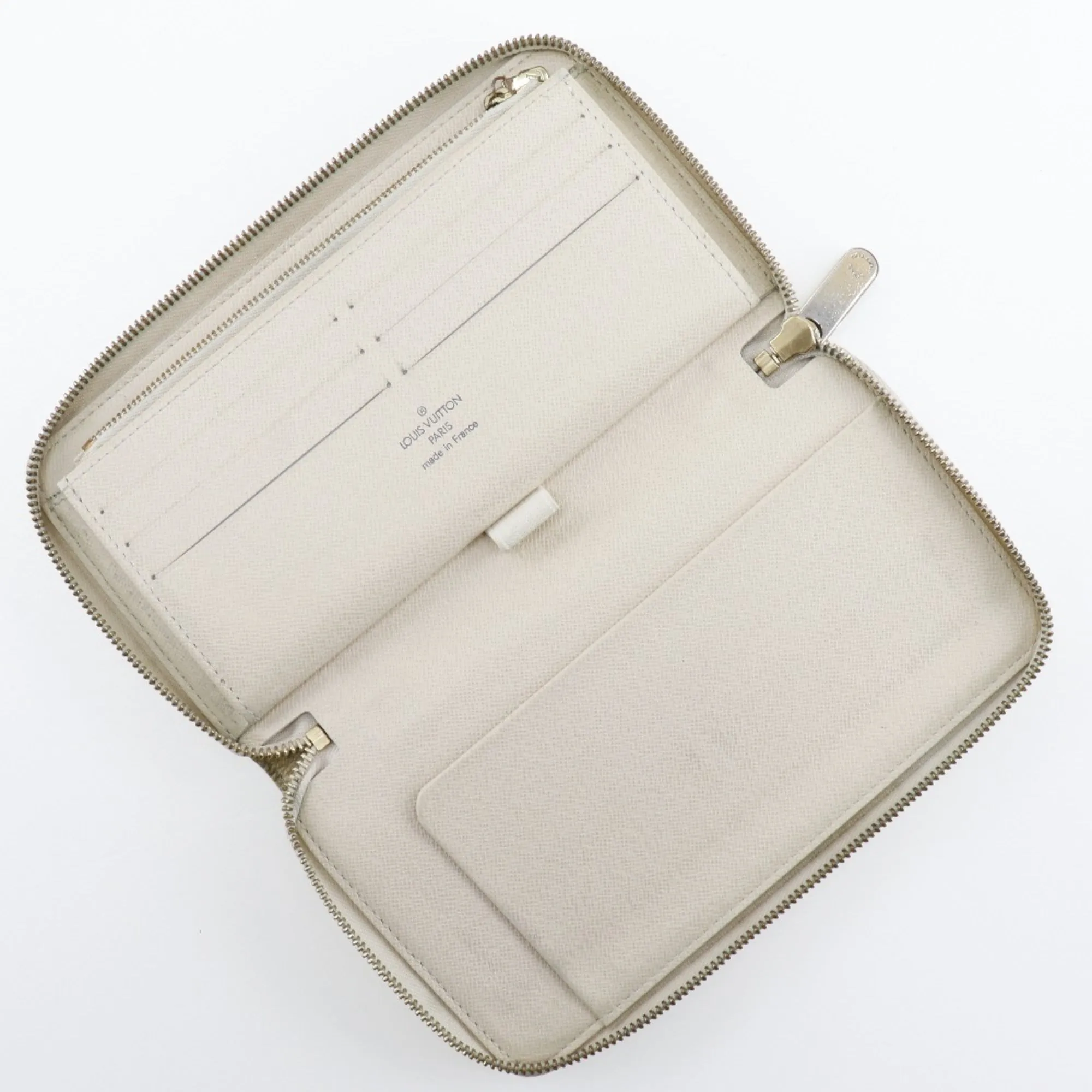 LOUIS VUITTON Zippy Organizer Long Wallet N60012 Damier Azur Canvas France Year 2008 White VI1088 Zipper Unisex