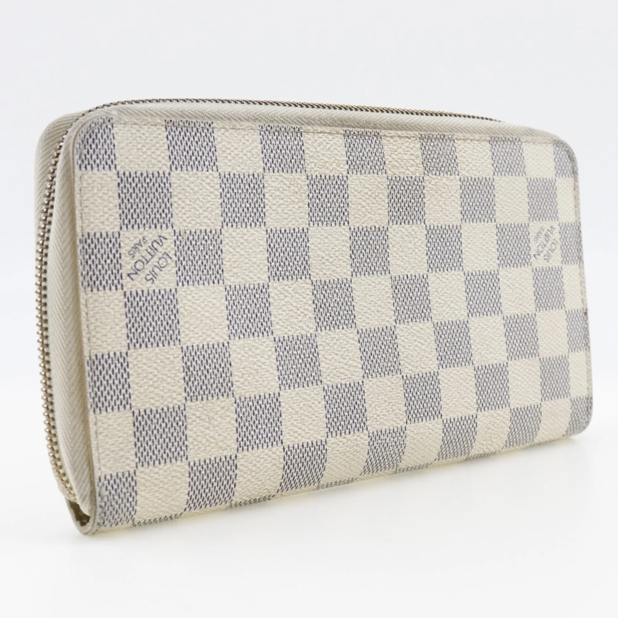 LOUIS VUITTON Zippy Organizer Long Wallet N60012 Damier Azur Canvas France Year 2008 White VI1088 Zipper Unisex