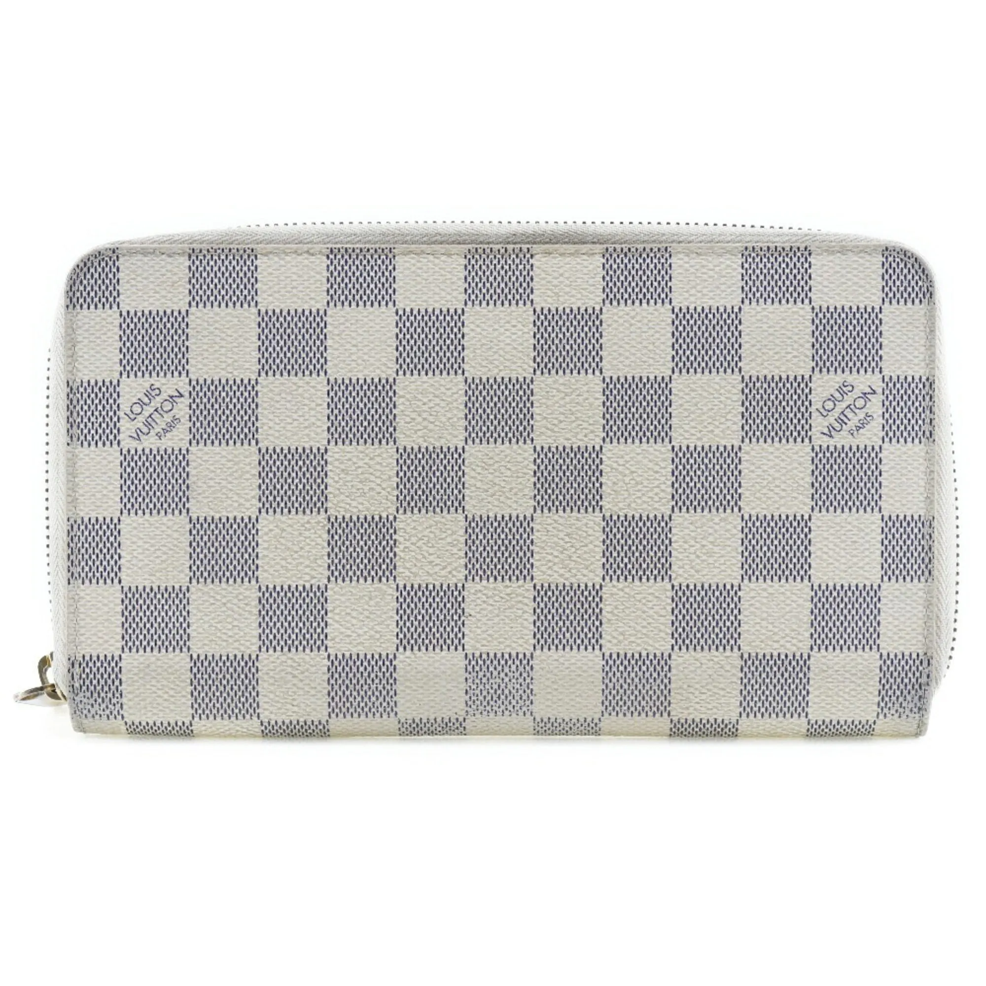 LOUIS VUITTON Zippy Organizer Long Wallet N60012 Damier Azur Canvas France Year 2008 White VI1088 Zipper Unisex