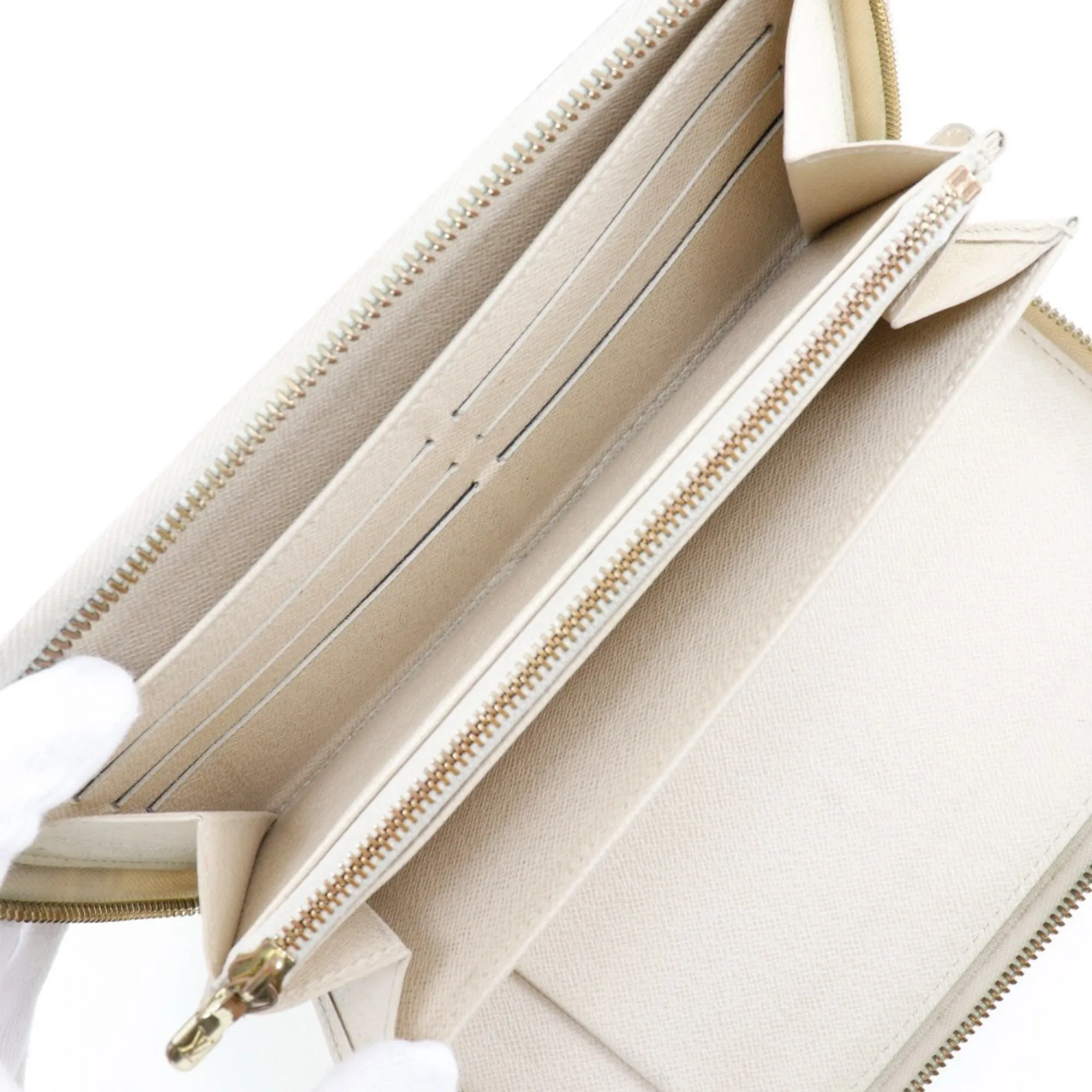 LOUIS VUITTON Zippy Organizer Long Wallet N60012 Damier Azur Canvas France Year 2008 White VI1088 Zipper Unisex