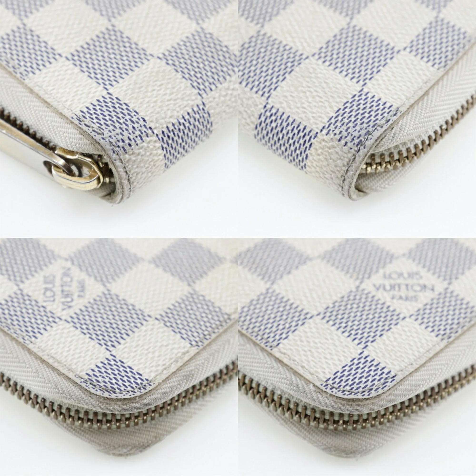 LOUIS VUITTON Zippy Organizer Long Wallet N60012 Damier Azur Canvas France Year 2008 White VI1088 Zipper Unisex
