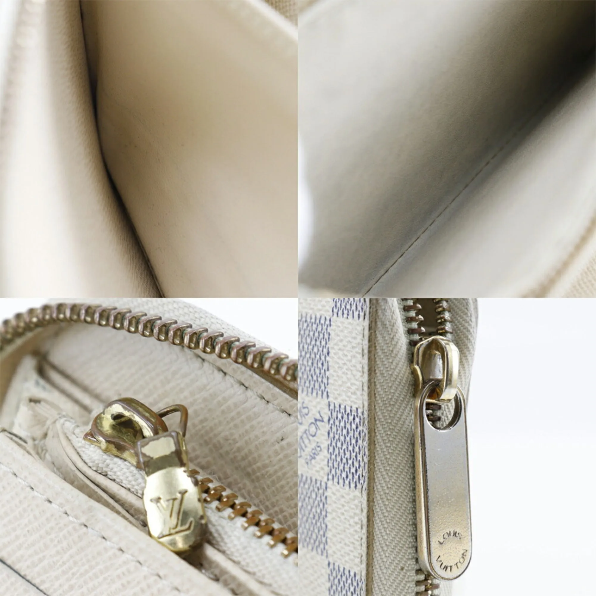 LOUIS VUITTON Zippy Organizer Long Wallet N60012 Damier Azur Canvas France Year 2008 White VI1088 Zipper Unisex