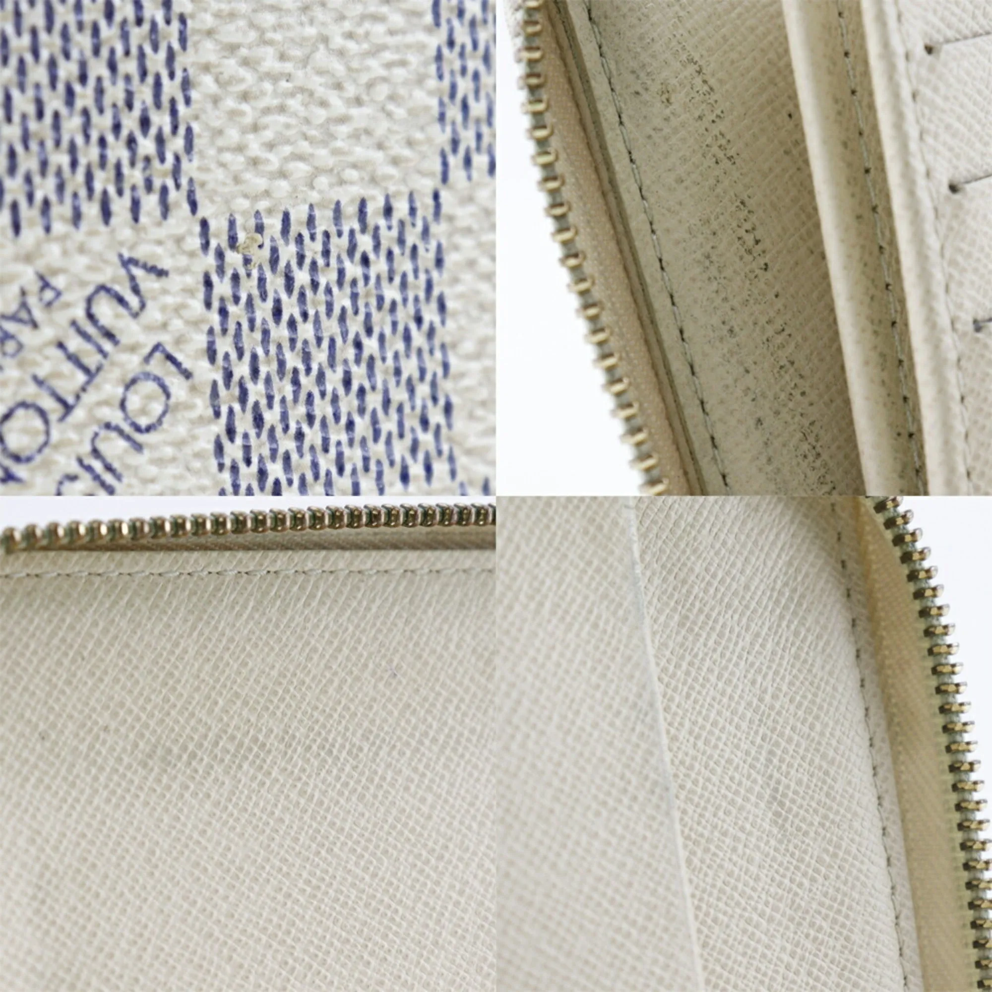 LOUIS VUITTON Zippy Organizer Long Wallet N60012 Damier Azur Canvas France Year 2008 White VI1088 Zipper Unisex